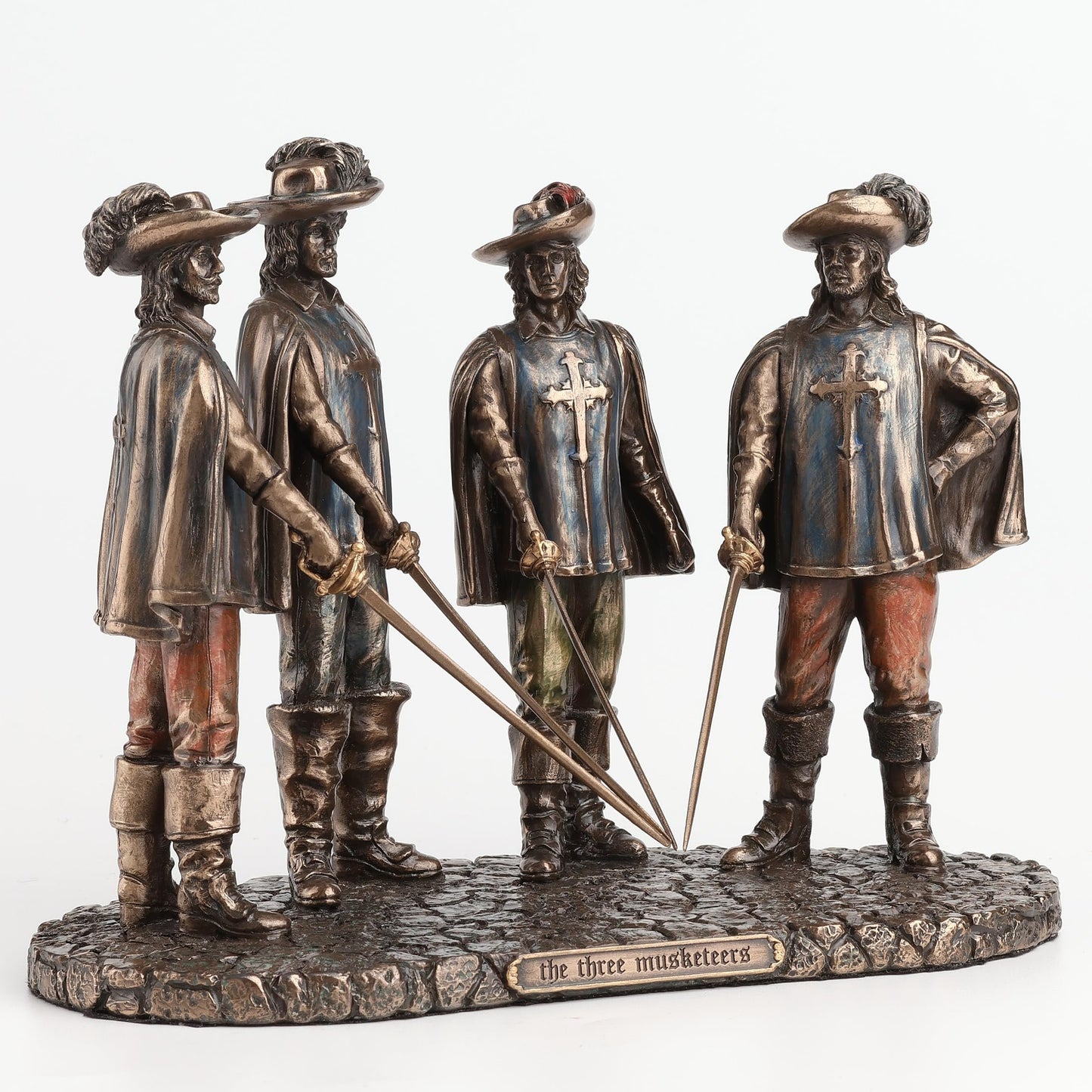 Veronese Design 7 7/8 Inch The Musketeers and D'artagnan All for One One for All Cold Cast Resin Bronze Finished Statue