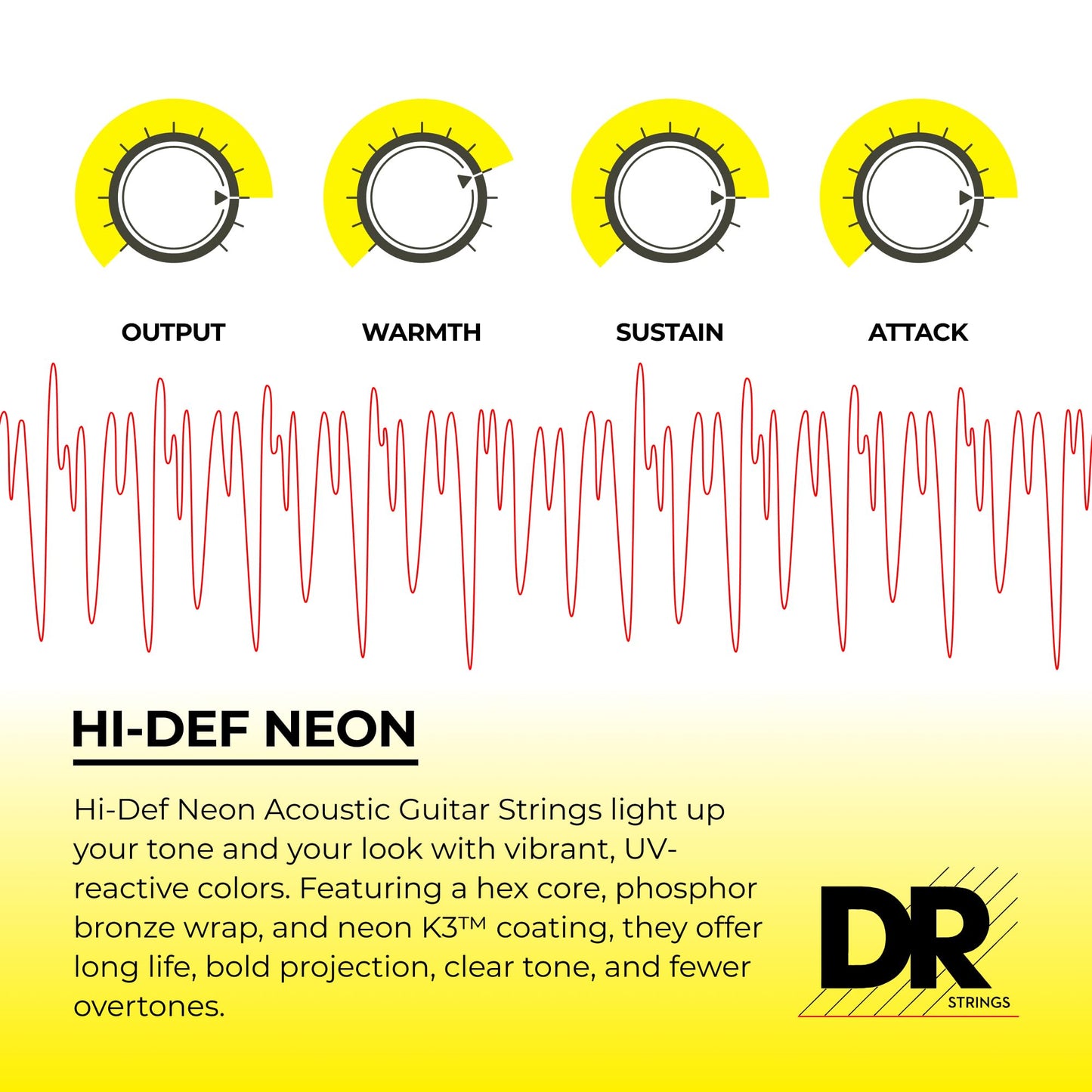 DR Strings HI-DEF NEON Acoustic Guitar Strings (NWA-11)