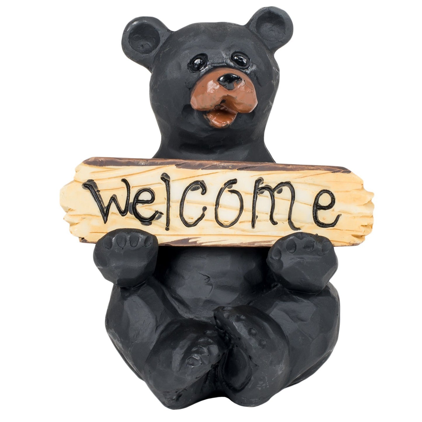 Slifka Sales Company Black Bear with Welcome and Go Away Sign Decorative Tabletop Figurine