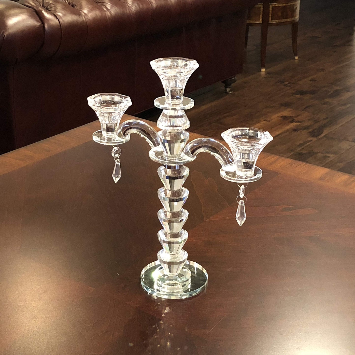Allgala ClearbCrystal Candelabra Taper Candlestick Candle Holder
