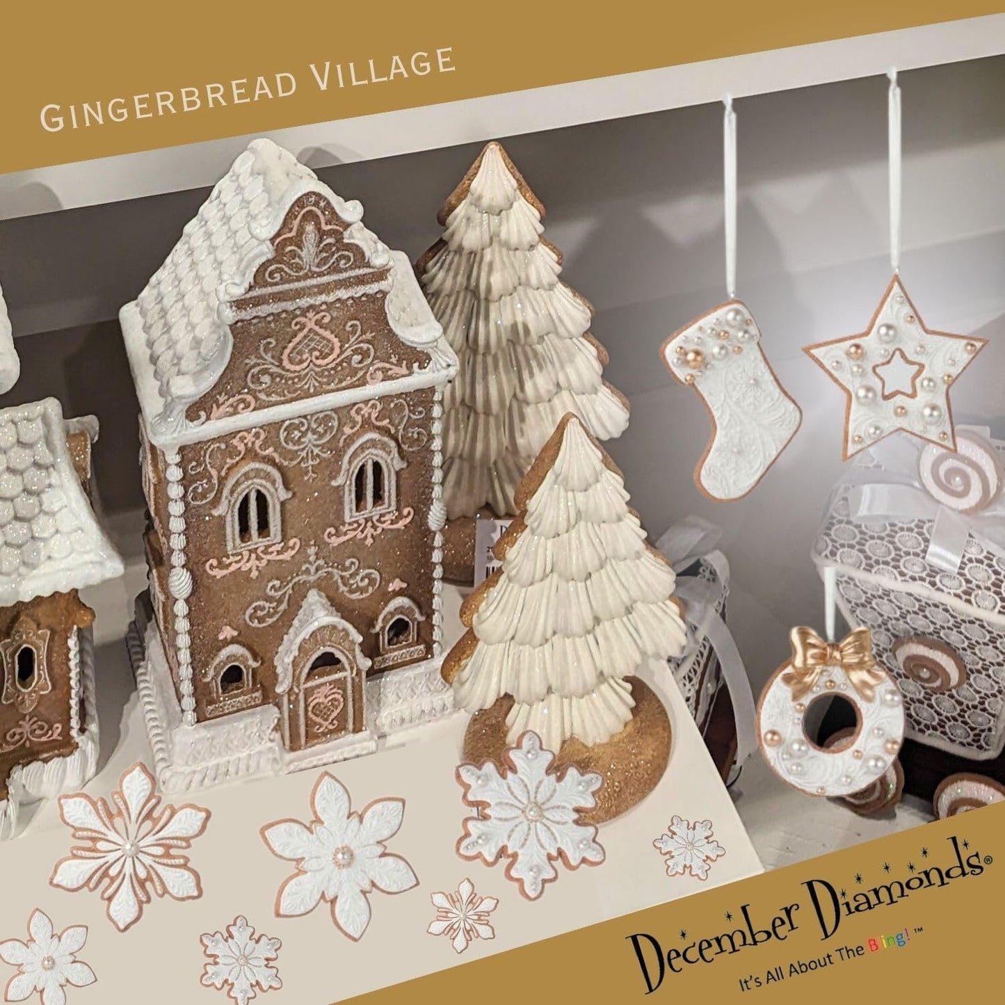December Diamonds Gingerbread Sweet Shoppe House Figurine with LED - Christmas Decor