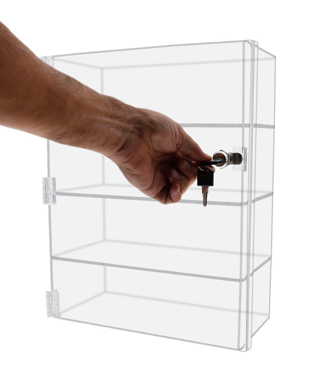 Marketing Holders Security Locking Case Bakery Pastry Cabinet Display with Lock and 2 Keys Acrylic Jewelry Show Case Stand 4 Shelf Cabinet
