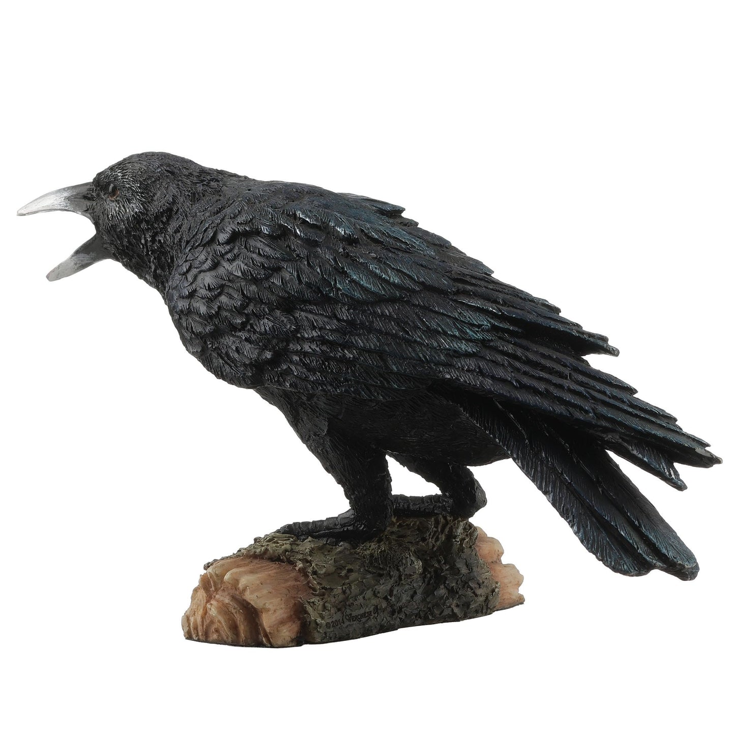 Veronese Design 7 5/8 Inch Crow Standing On Small Log Hand Painted Polyresin Sculpture Animal Figurine Home Decor