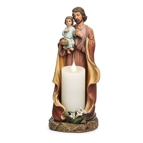 Roman Joseph's Studio, 9.75" H St. Joseph Figure Candle Holder, Religious Home Décor, Devout Gift