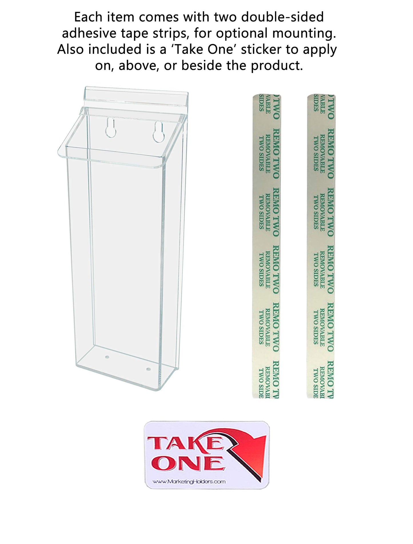 Marketing Holders Outdoor Brochure Holder Box Clear with White Lid Holds 4" x 9" Trifolds Real Estate Sheets Pamphlets Menus for Sign Store Front Display Take One Caddy