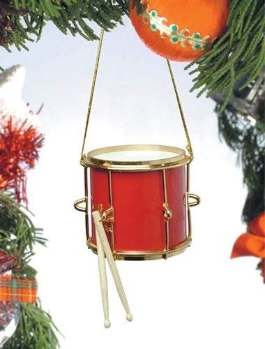 Broadway Gifts Red Marching Drum Christmas Tree Ornament 2 inches - Musical Instrument Ornament - Gift for Drummers