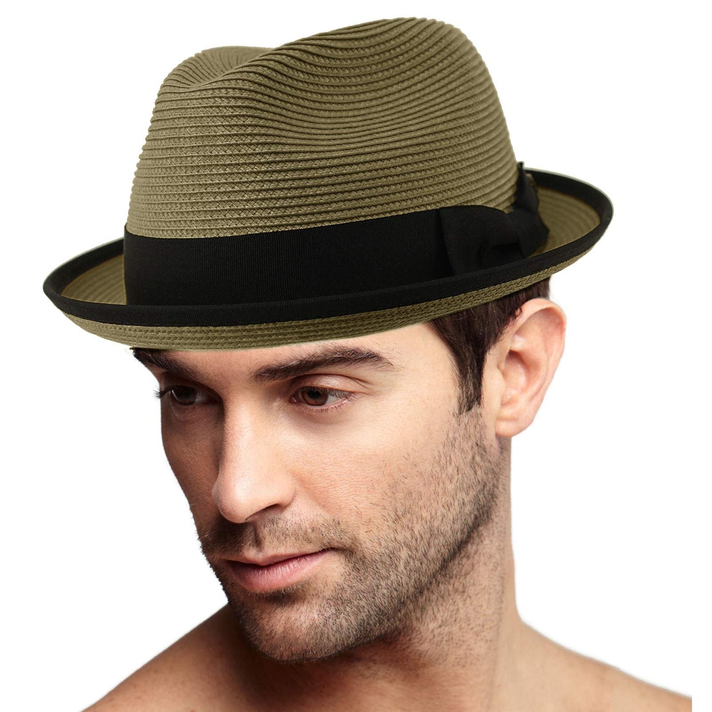 Epoch Men's Classy Travel Crushable 2tone Derby Fedora Upturn Curl Brim Hat