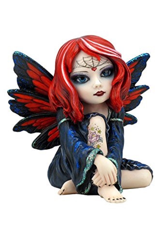 US 4.25 Inch Poly Stone Cosplay Kids Tattooed Fairy Figurine Statue