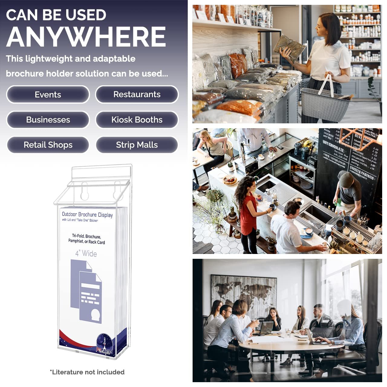 Marketing Holders Outdoor Brochure Holder Window Hook AdBox Business Card Display TriFold Pamphlet Menu Maps