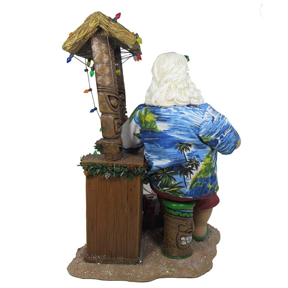Kurt S. Adler, Inc. C2519 Kurt Adler 11" Beach Santa at Tiki bar Figure,Brown