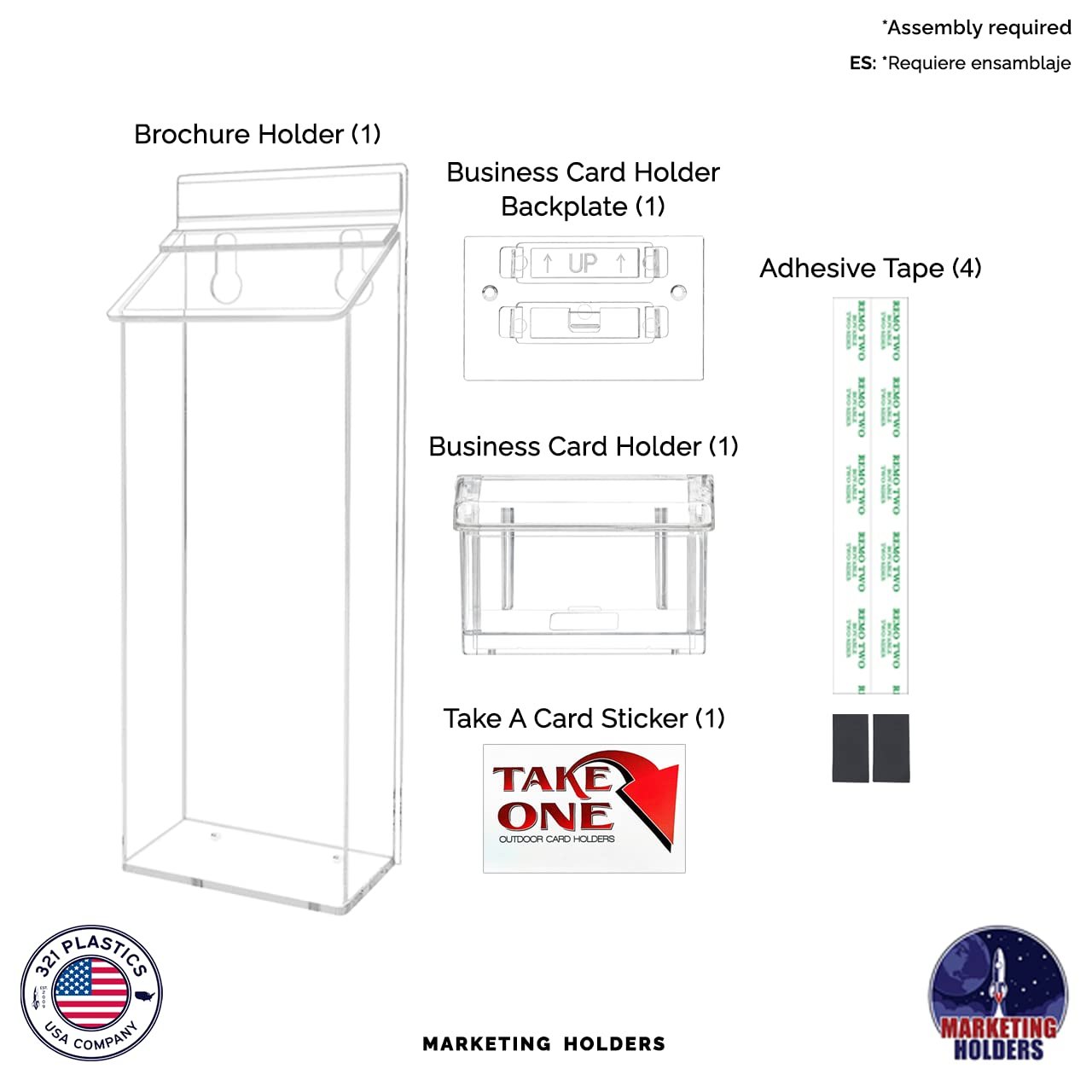 Marketing Holders Outdoor Brochure Holder Holds 9” x 6” Booklets and Bifolds Wall Mount Clear Acrylic Box with Lid Store Front Pamphlet Display Take One Organizer Bin