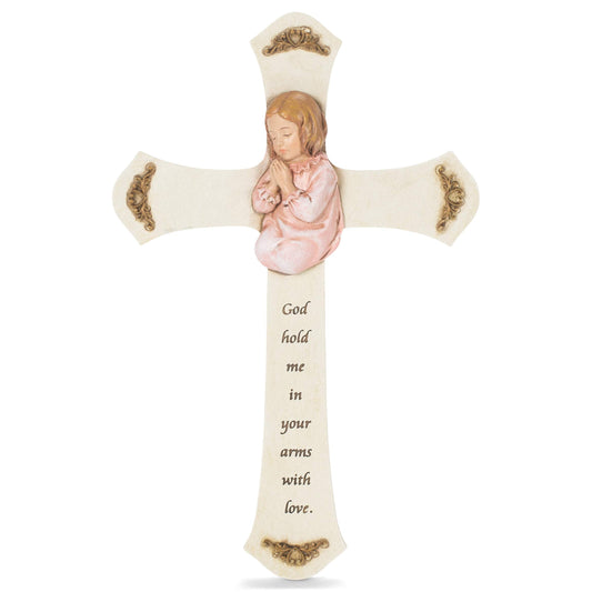 Joseph's Studio by Roman, Baby Baptism Collection, 8.25"H PRAYING GIRL CROSS, Home Décor, Devout Gift, Prayerful Inspiration (8x5x8)