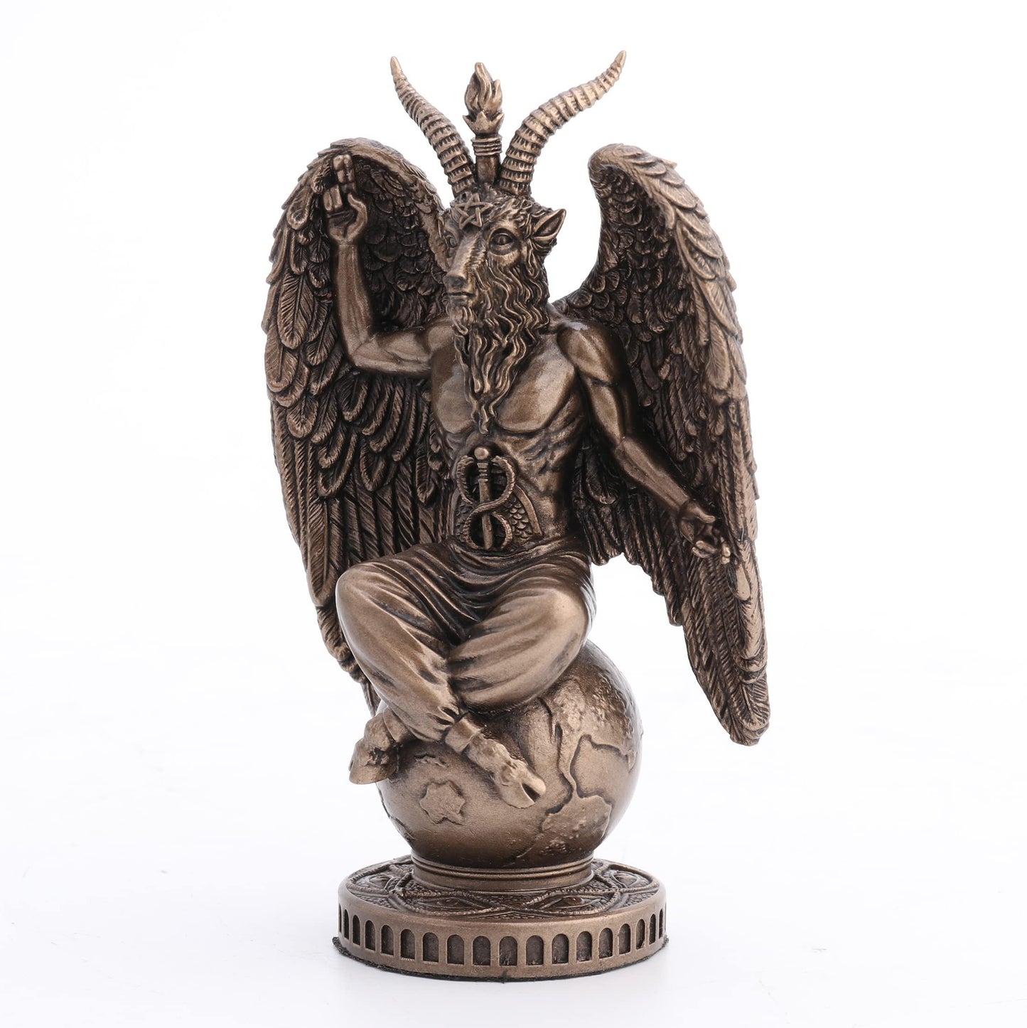 Veronese Design 4 1/2" Baphomet Sitting On The Globe Resin Figurine Hand Painted Bronze Finish