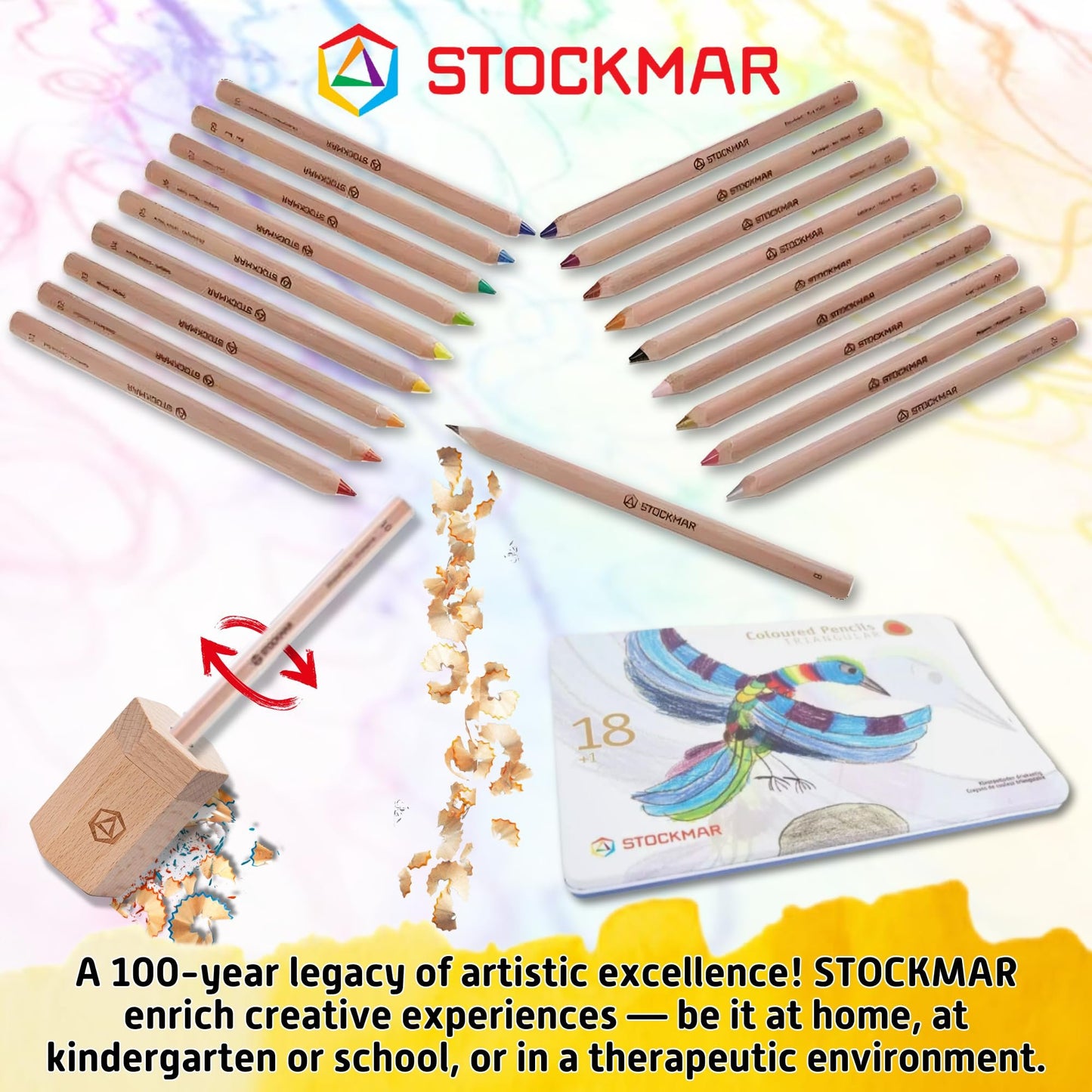 STOCKMAR Triangular Colored Pencils In a Tin Case