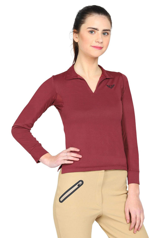 TuffRider Ladies Taylor Long Sleeve Polo - Wine - 3X