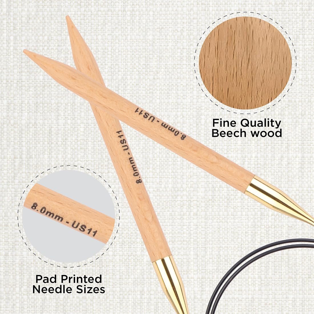 KnitPro Basix Beech Fixed Circular Needles 32" (80cm)