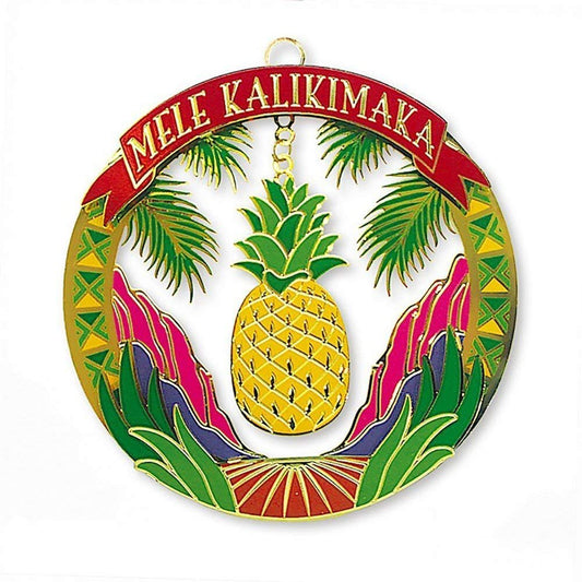 Welcome To The Islands Hawaiian Metal Die-Cut Ornament Pineapple Plantation