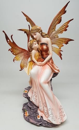 PTC 8.75 Inch Mother and Baby Orange Winged Fairy Statue Figurine