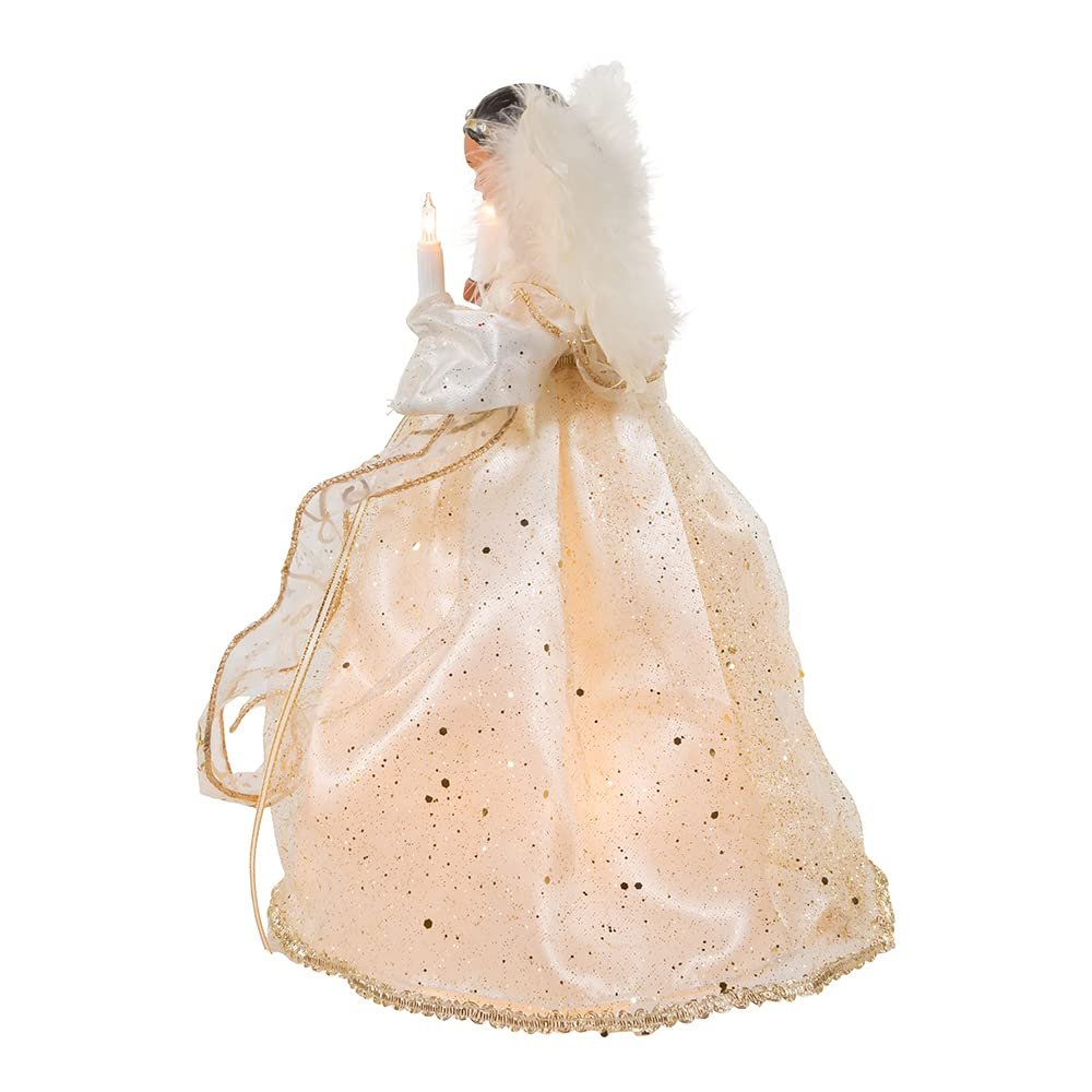 Kurt Adler 12-Inch UL 10-Light Ivory & Gold African American Angel Treetop