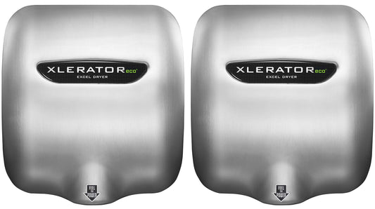 Excel Dryer XLERATOReco XL-SB-ECO 1.1N High Speed Commercial Hand Dryer, Brushed Stainless Cover, Automatic Sensor, Surface Mount, Noise Reduction Nozzle, LEED Credit, No Heat 4.5 Amps 110/120V (2 PK)
