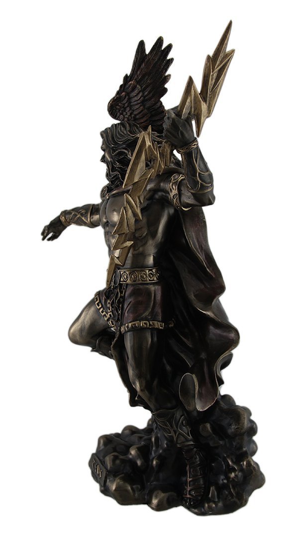 Veronese Design Zeus Greek God of Thunder w/Aetos Dios Wielding Lightning Bolt Statue