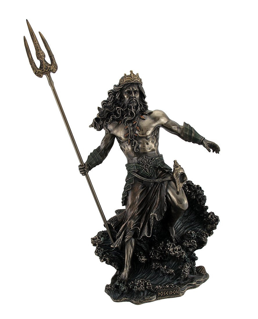Veronese Design Poseidon Greek God of The Sea Commanding Waves Statue 20 Inch