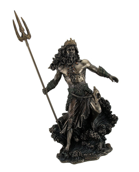 Veronese Design Poseidon Greek God of The Sea Commanding Waves Statue 20 Inch