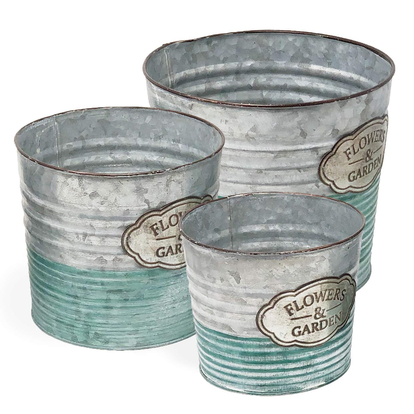 allgala 8" Galvanized Planter Pot Indoor and Outdoor Decoration