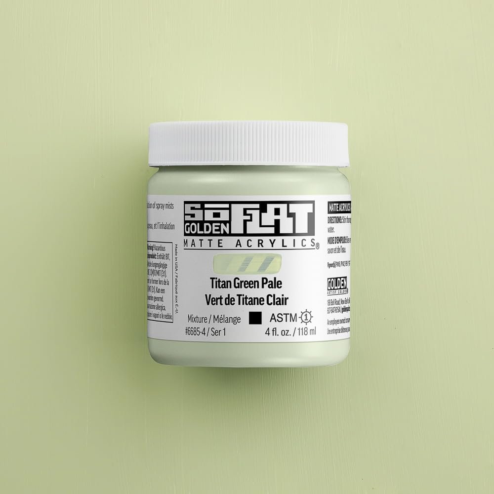 SoFlat Matte Acrylics by GOLDEN, Titan Green Pale, 16 fl. oz. Jar, Professional Acrylic Paint, Opaque