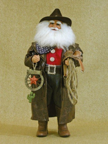 Karen Didion Originals Crakewood Cowboy Santa Figurine, Brown