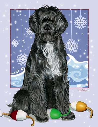 Portuguese Water Dog Christmas Cards : 10 Holiday Cards with Red Envelopes - ADORABLE!