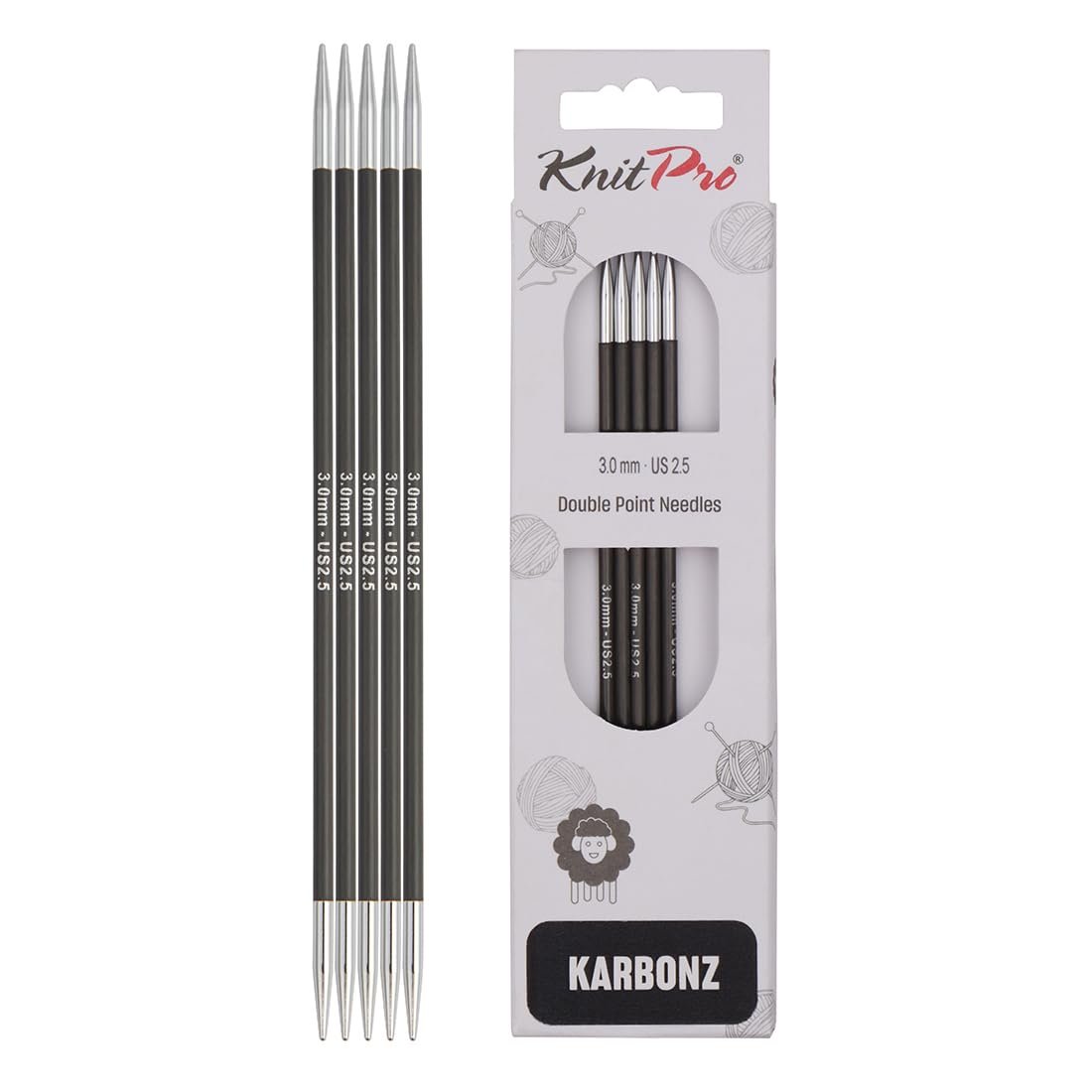 KnitPro Karbonz Double Pointed Needles 8" (20cm)