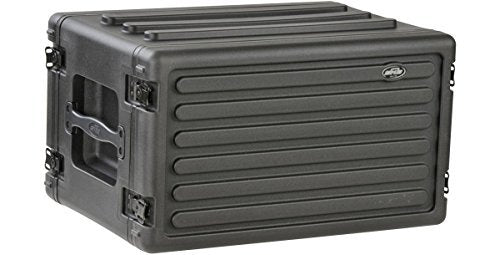 SKB Cases 1SKB-R6S Roto-Molded 6U Shallow Rack, Rubber Gasket Waterproof Seals, Interlocking Stacking Ribs, Recessed Latches, Heavy-Duty Flush Carry Handles, Shock Absorbing Rubber Feet