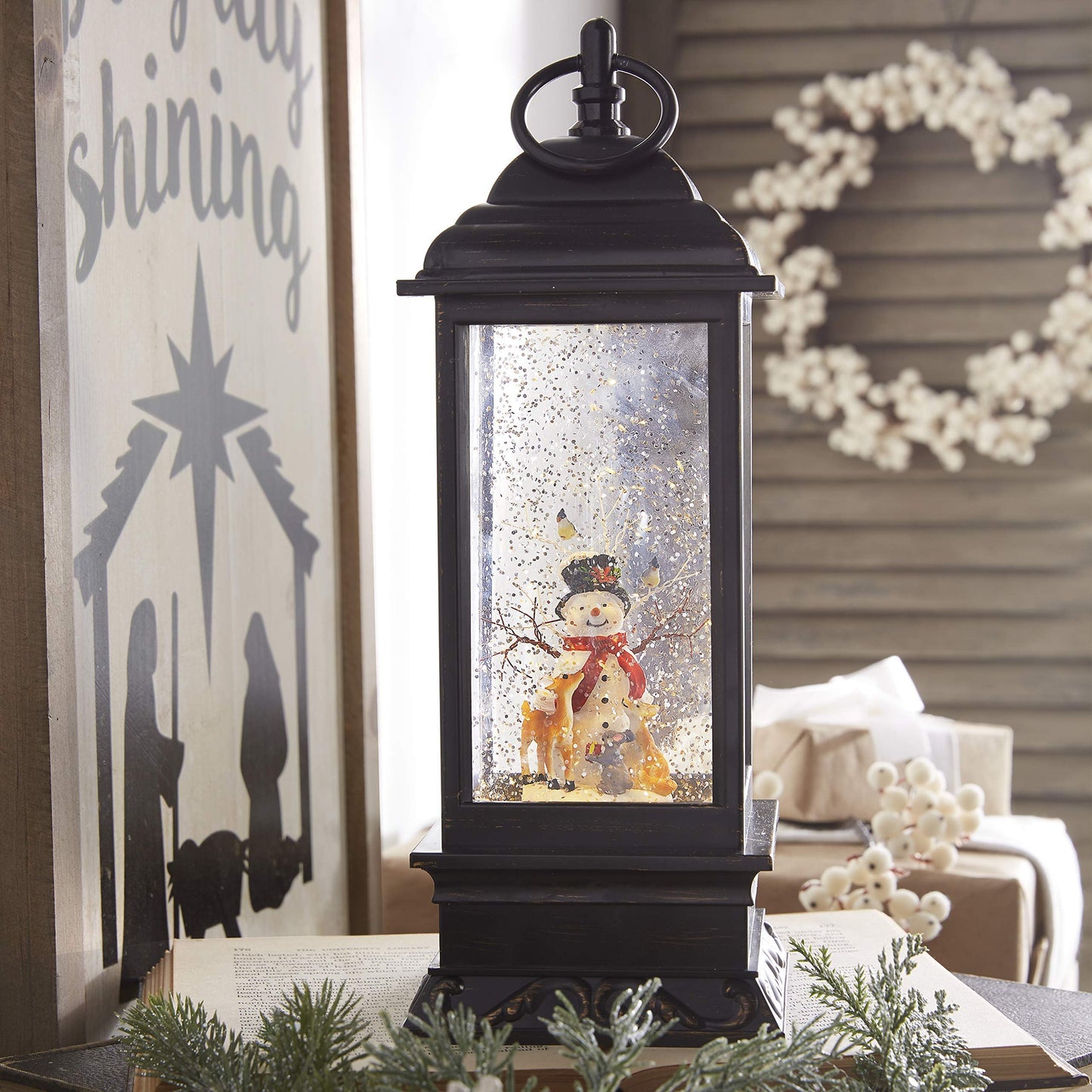 RAZ Imports 11" Snowman Lighted Water Lantern With Music