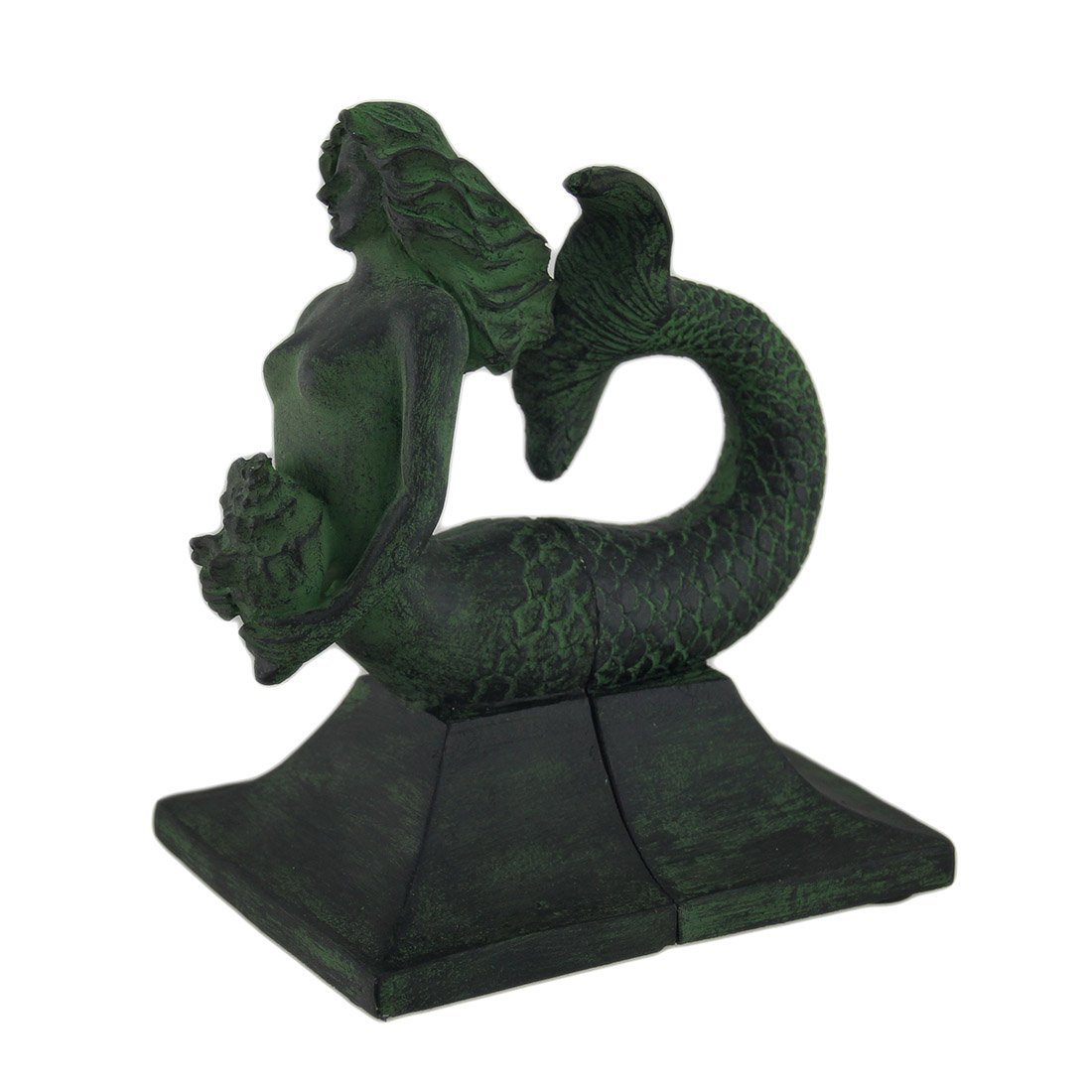 Mermaid Top and Tail Verdigris Finish Bookend Set