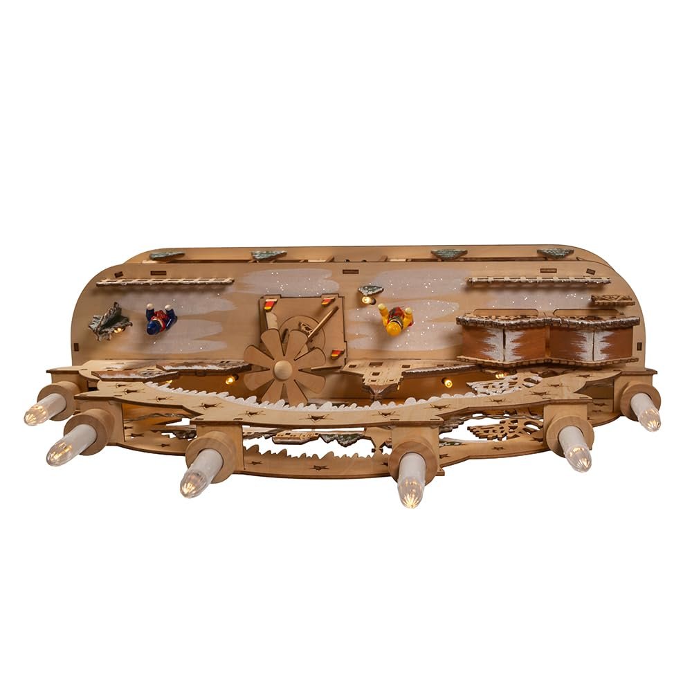 Kurt Adler 14.17-Inch Wooden Battery Operated Light-Up Musical Santa Christmas Village