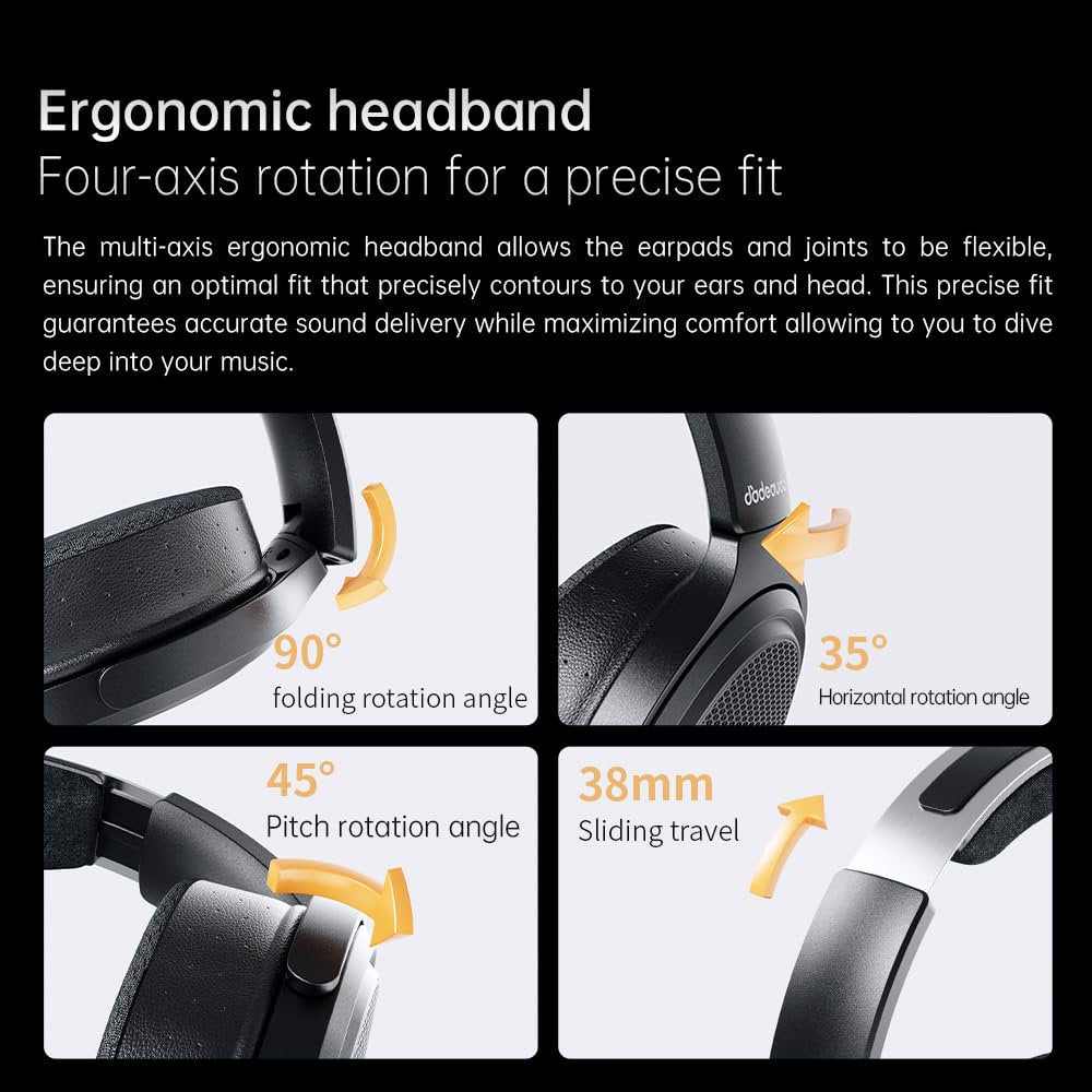 FiiO JT7 Over-Ear Planar Magnetic Headphones, 95x86mm Planar Driver, 3µm Ultra-Thin Diaphragm, Foldable Lightweight Design, Detachable 4.4mm/3.5mm Cable for Audiophiles