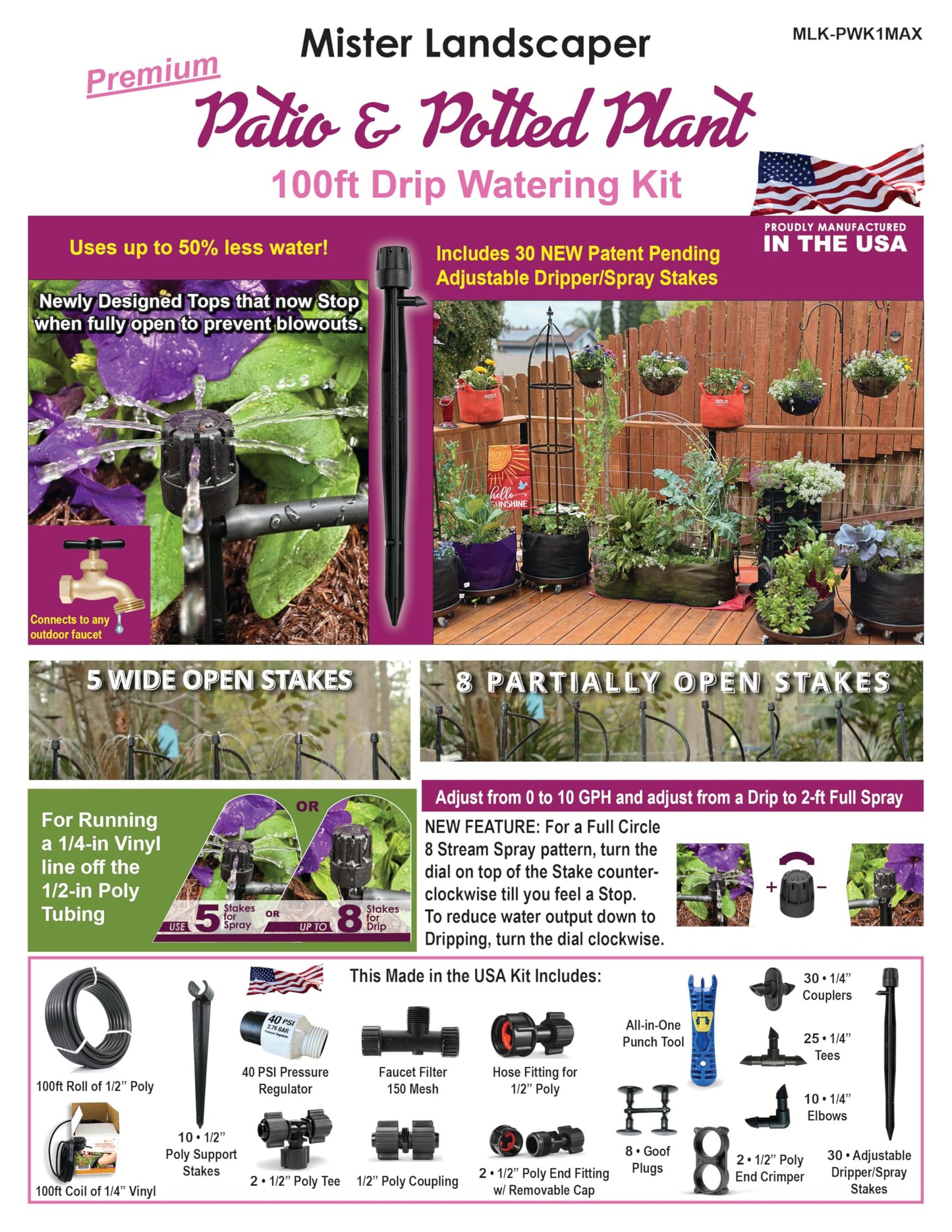 Mister Landscaper Patio & Potted Plant Drip Watering Kit