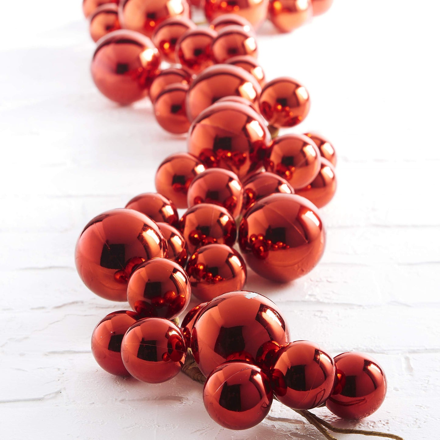 RAZ Imports - 4' Red Plastic Christmas Ball Garland