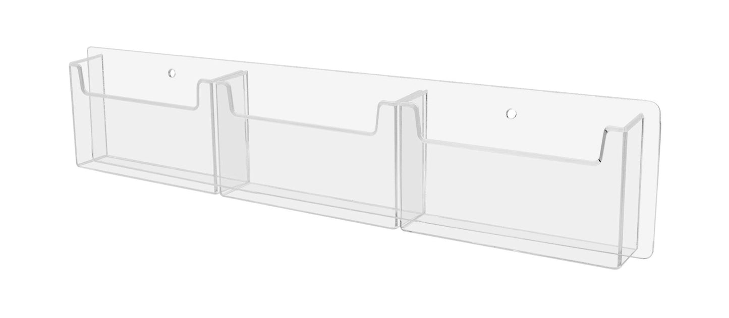 Marketing Holders Postcard Holder Rack Horizontal Clear Acrylic 3 Pocket with Hardware Space Saver Greeting Card or Any 6x4 Printed Media Display System Wall Mount Multi Slot Organizer