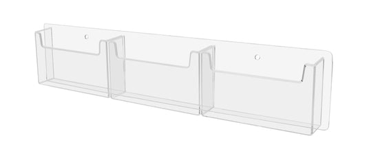 Marketing Holders Postcard Holder Rack Horizontal Clear Acrylic 3 Pocket with Hardware Space Saver Greeting Card or Any 6x4 Printed Media Display System Wall Mount Multi Slot Organizer