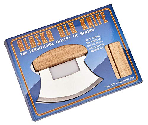 Ulu Knife with Wooden Stand