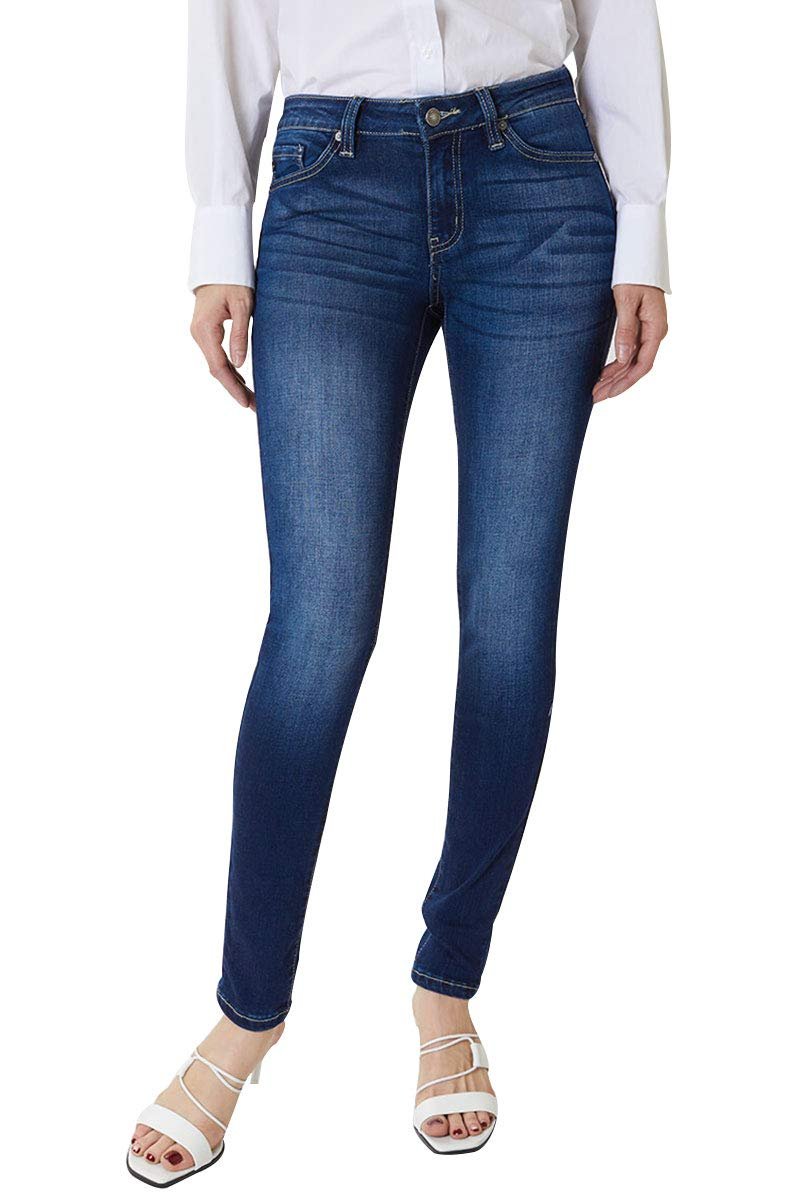 KanCan Women's Mid Rise Skinny Jeans Dark Wash KC7085DH , Dark Wash , 13/30