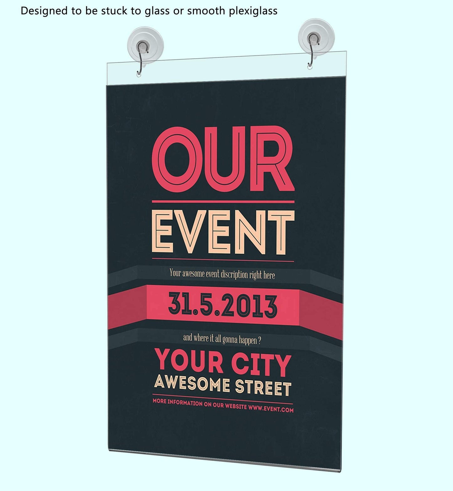 Marketing Holders Window Sign Holder 11" x 17" with 2 Predrilled Holes and Suction Cups with Hooks for Lease or Sale Signs in Real Estate Agencies and Car Dealerships Clear Acrylic