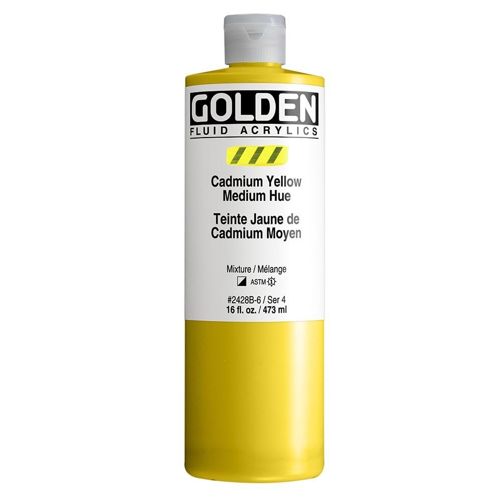 Golden Fluid Acrylics - Cadmium Yellow Medium Hue 16 oz bottle
