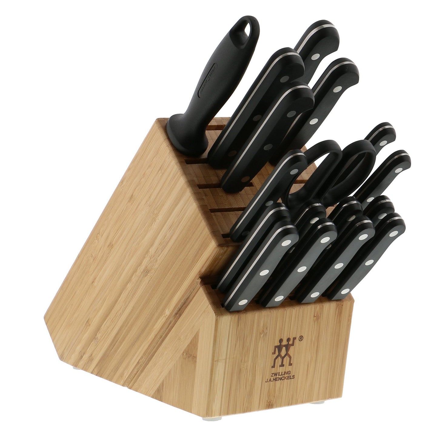 Zwilling Twin Gourmet Classic 18-pc Knife Block Set, Stamped German Stainless Steel, 3 Rivet Handle, No-Stain Blades, Includes Kitchen Shears and Honing Steel, Made in Spain