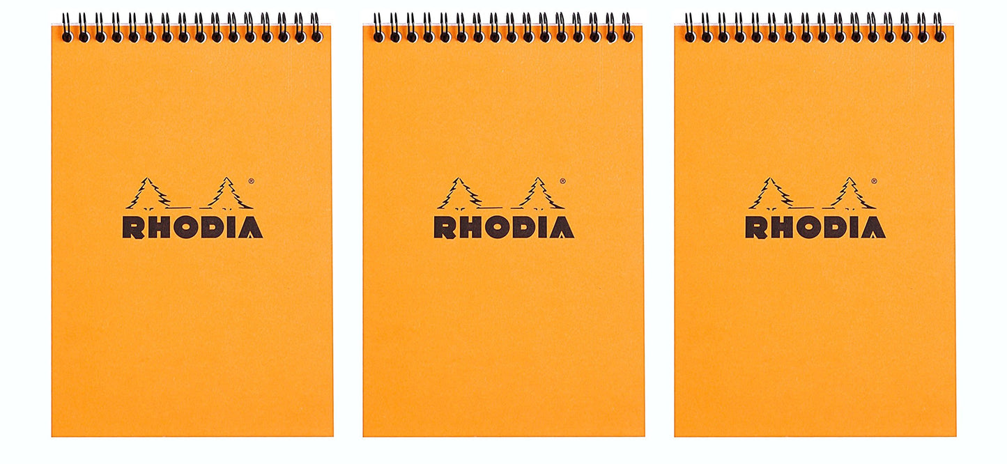 Rhodia Wirebound Orange Notepads Graph - 4 in. x 6 in., Pack of 3
