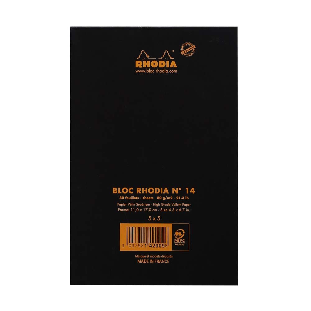 Rhodia Stapleboundパッドno。18 – a4 (8.25 X 11.75インチ)、グラフ、ブラック