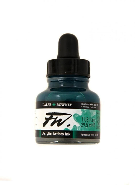Daler Rowney FW Artists Acrylic Ink 29.5 ML Pot - Dark Green