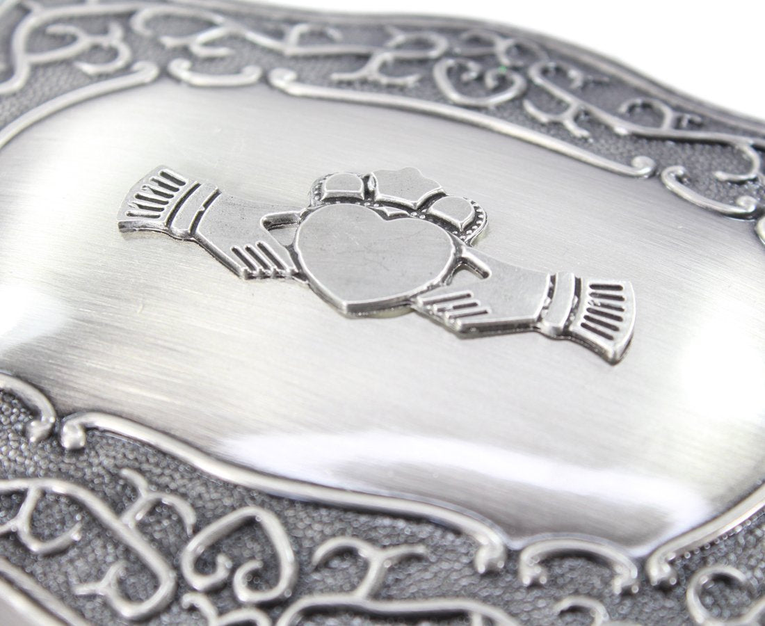 Mullingar Pewter Jewelry Box with Irish Claddagh Design